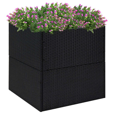 Boîte de planification Vidaxl 80x80x80 cm Poly Rattan Black