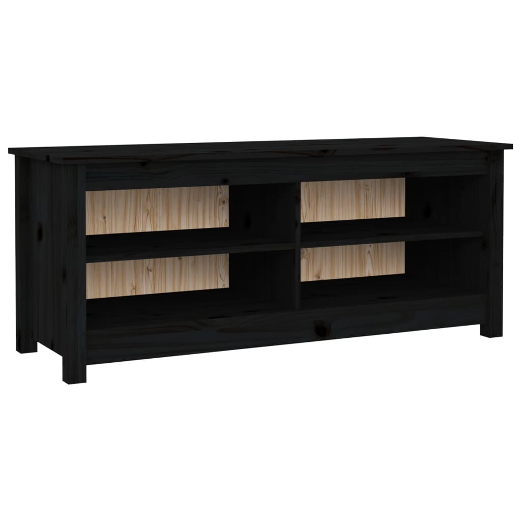 Canapé de chaussure Vidaxl 110x38x45,5 cm Pine solide noir