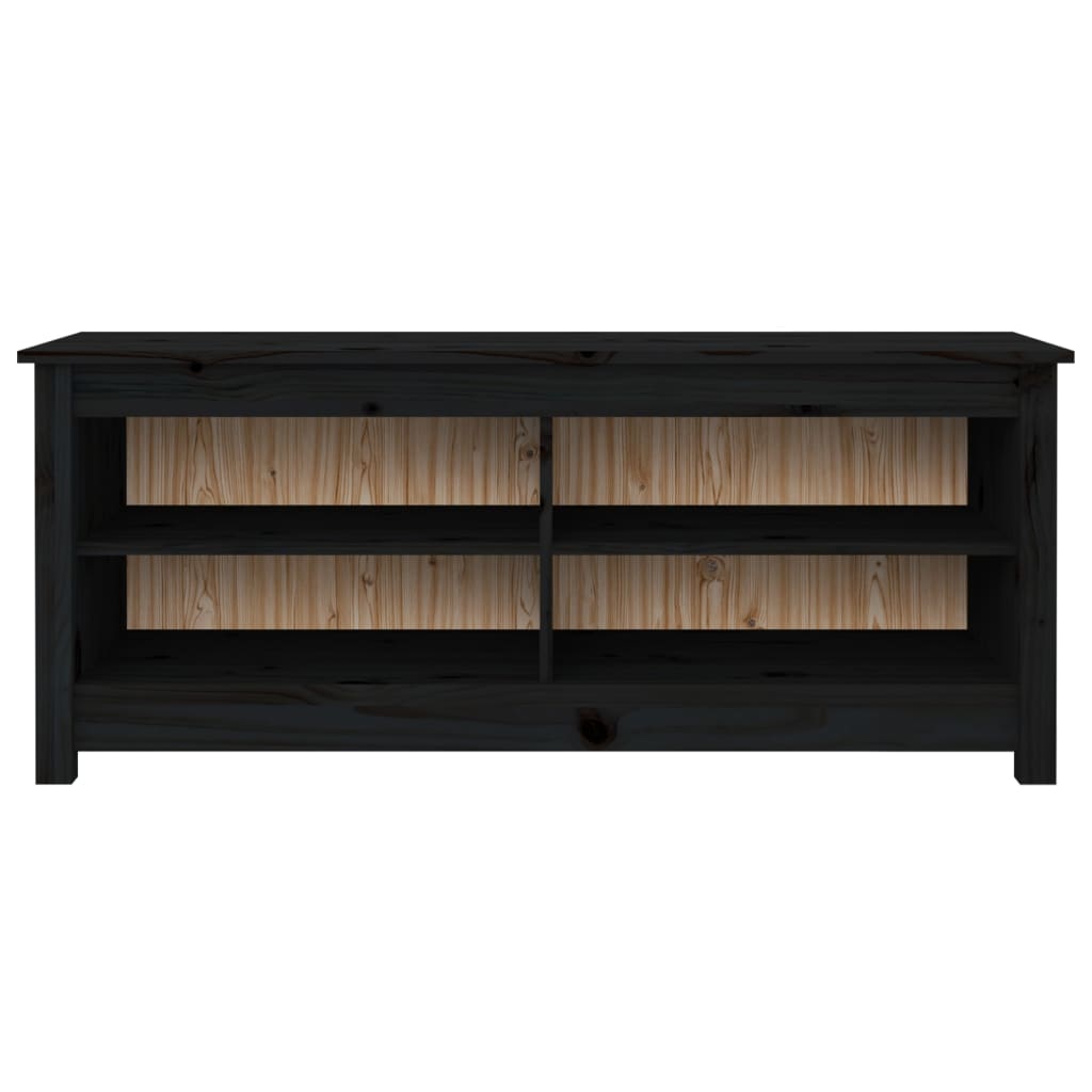 Canapé de chaussure Vidaxl 110x38x45,5 cm Pine solide noir