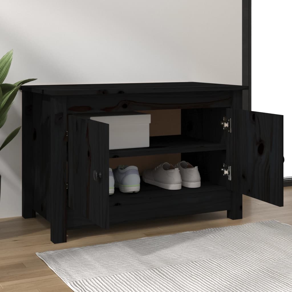 Armoire à chaussures Vidaxl 70x38x45,5 cm Pine solide noire