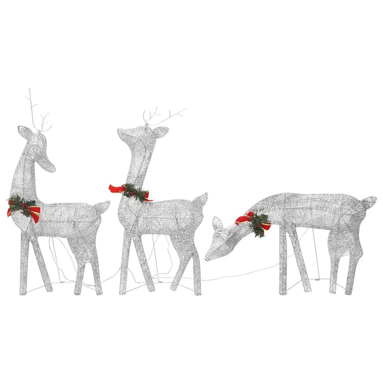 Vidaxl Christmas Decorations Rendeer Family 270x7x90 cm Gaas White Silver Couleur