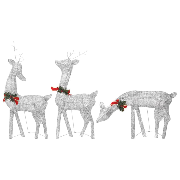 Vidaxl Christmas Decorations Rendeer Family 270x7x90 cm Gaas White Silver Couleur