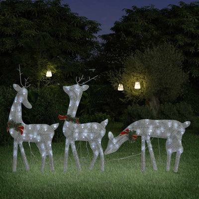 Vidaxl Christmas Decorations Rendeer Family 270x7x90 cm Gaas White Silver Couleur
