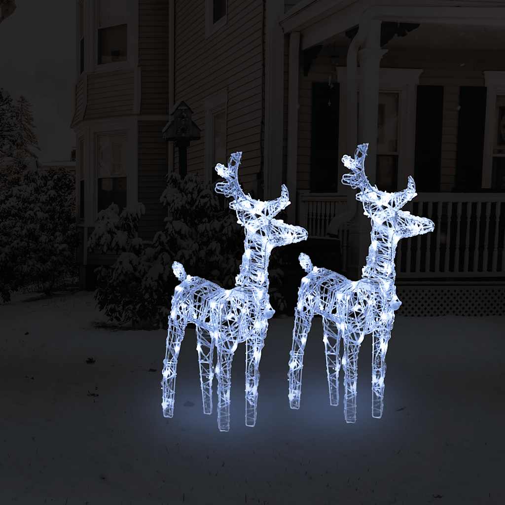 Vidaxl Christmas Animals 2 St 80 LEDS acrylique blanc froid blanc