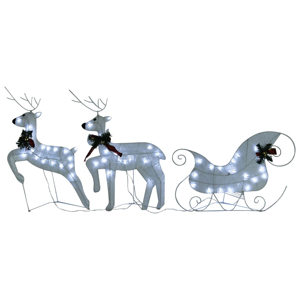 Vidaxl Christmas Decoration Reindeer and Sled 60 LEDS blanc