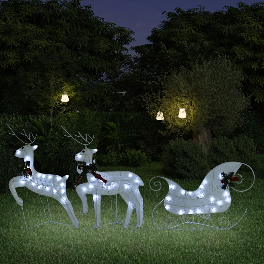 Vidaxl Christmas Decoration Reindeer and Sled 60 LEDS blanc