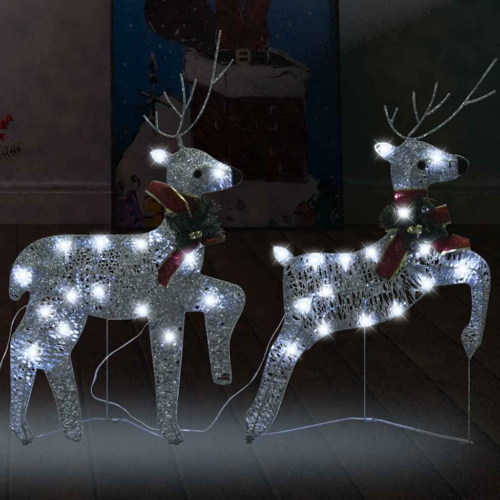 Vidaxl Christmas Animals 2 ST 40 LEDS Silver Colored