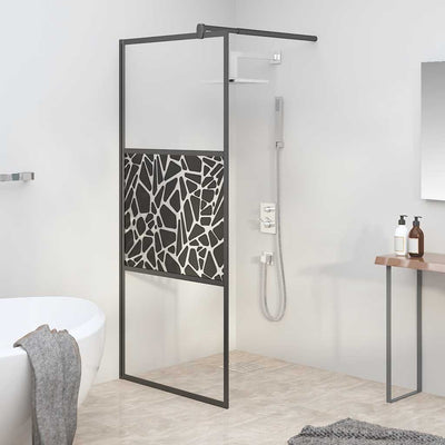 Vidaxl Walk-In Walk-in Walk Motif de pierre 80x195 cm Esg Verre noir