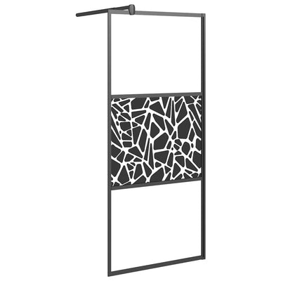 Vidaxl Walk-In Walk-in Walk With Stone Motif 90x195 cm ESG Verre noir