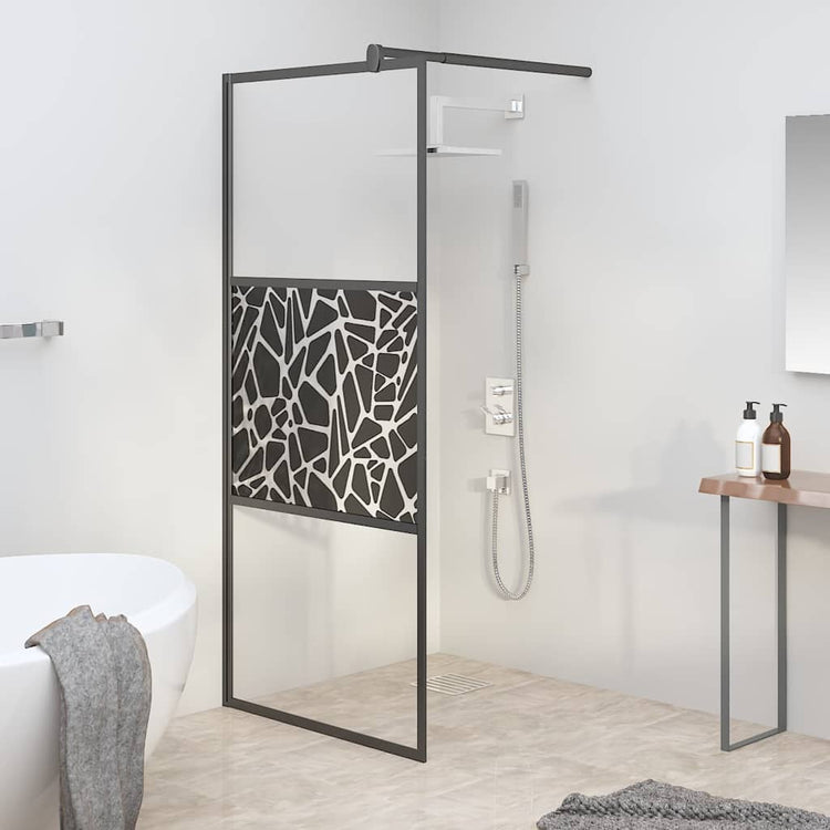 Vidaxl Walk-In Walk-in Walk With Stone Motif 90x195 cm ESG Verre noir