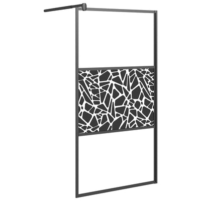 Vidaxl Walk-In Walk-in Walk avec motif de pierre 100x195 cm Esg Verre noir