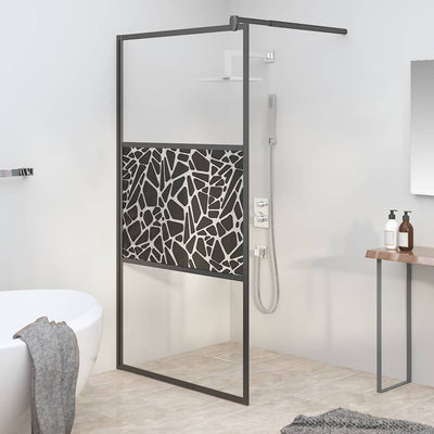 Vidaxl Walk-In Walk-in Walk avec motif de pierre 100x195 cm Esg Verre noir