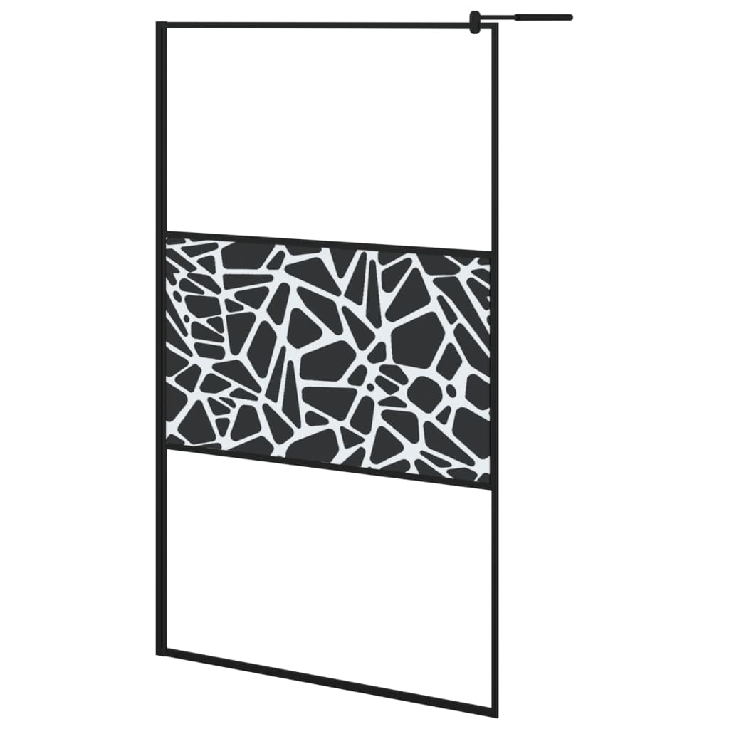 Vidaxl Walk-In Walking Mury avec motif de pierre 115x195 cm Esg Verre noir