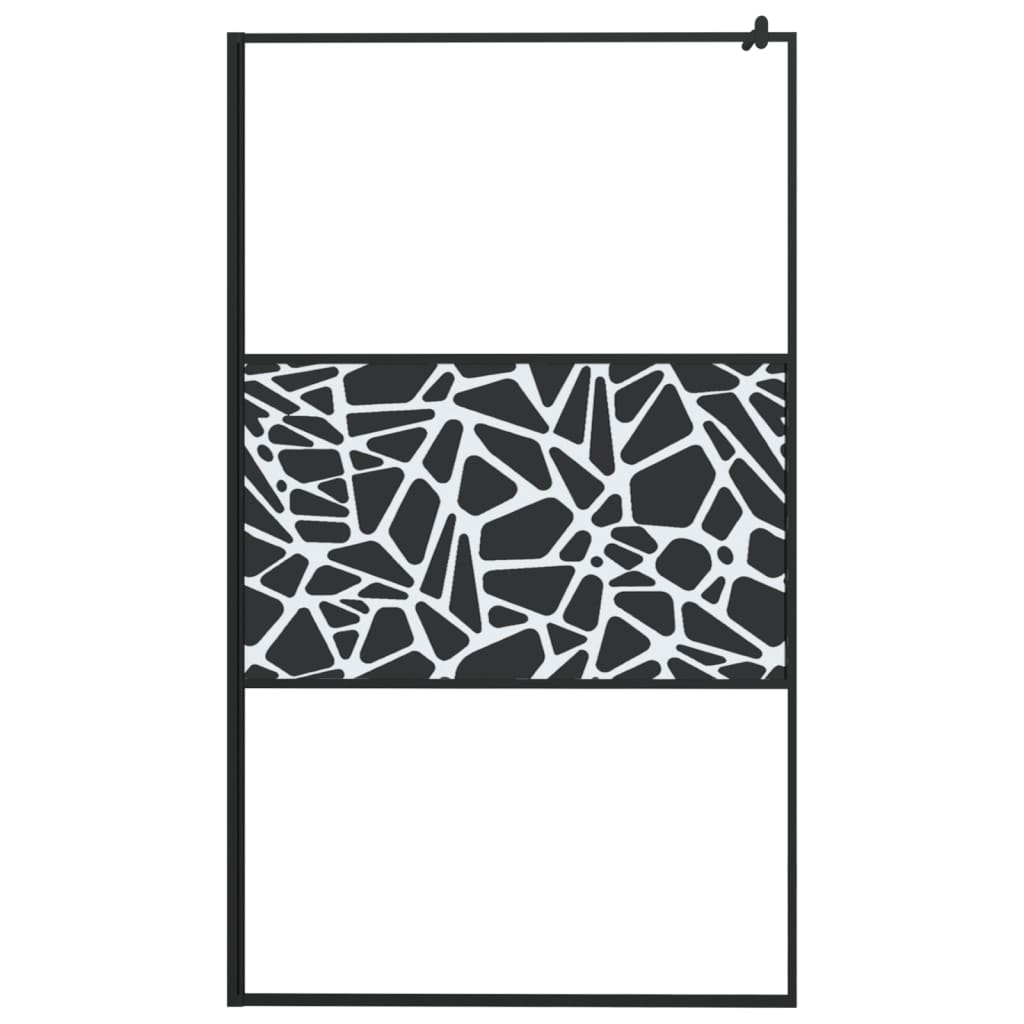 Vidaxl Walk-In Walking Mury avec motif de pierre 115x195 cm Esg Verre noir