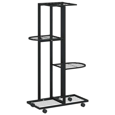 Support de fleur vidaxl avec roues 4 couches 44x23x80 cm de fer noir