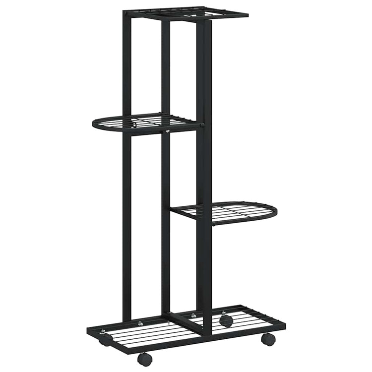 Support de fleur vidaxl avec roues 4 couches 44x23x80 cm de fer noir