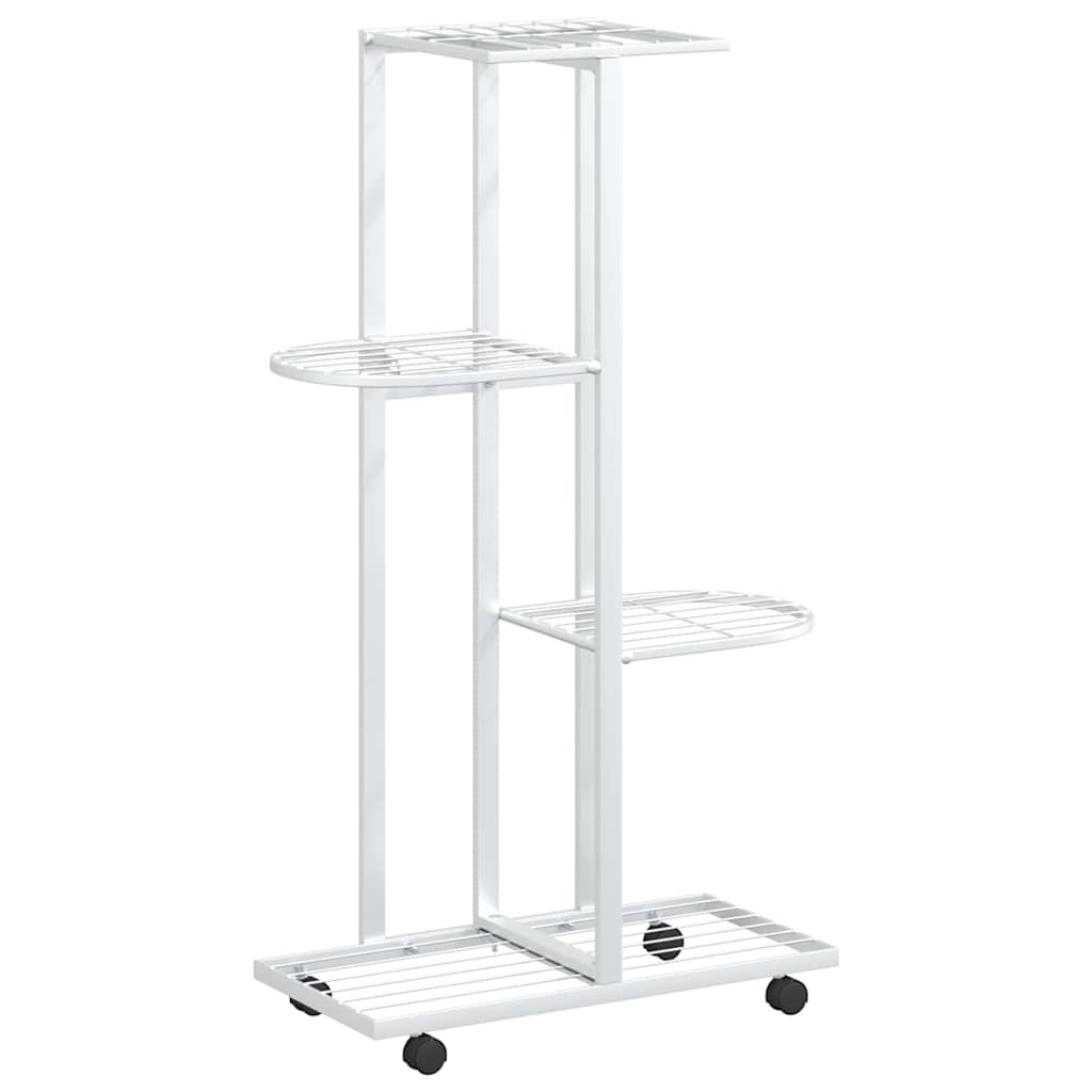 Norme de fleur Vidaxl avec roues 4 couches 44x23x80 cm Blanc