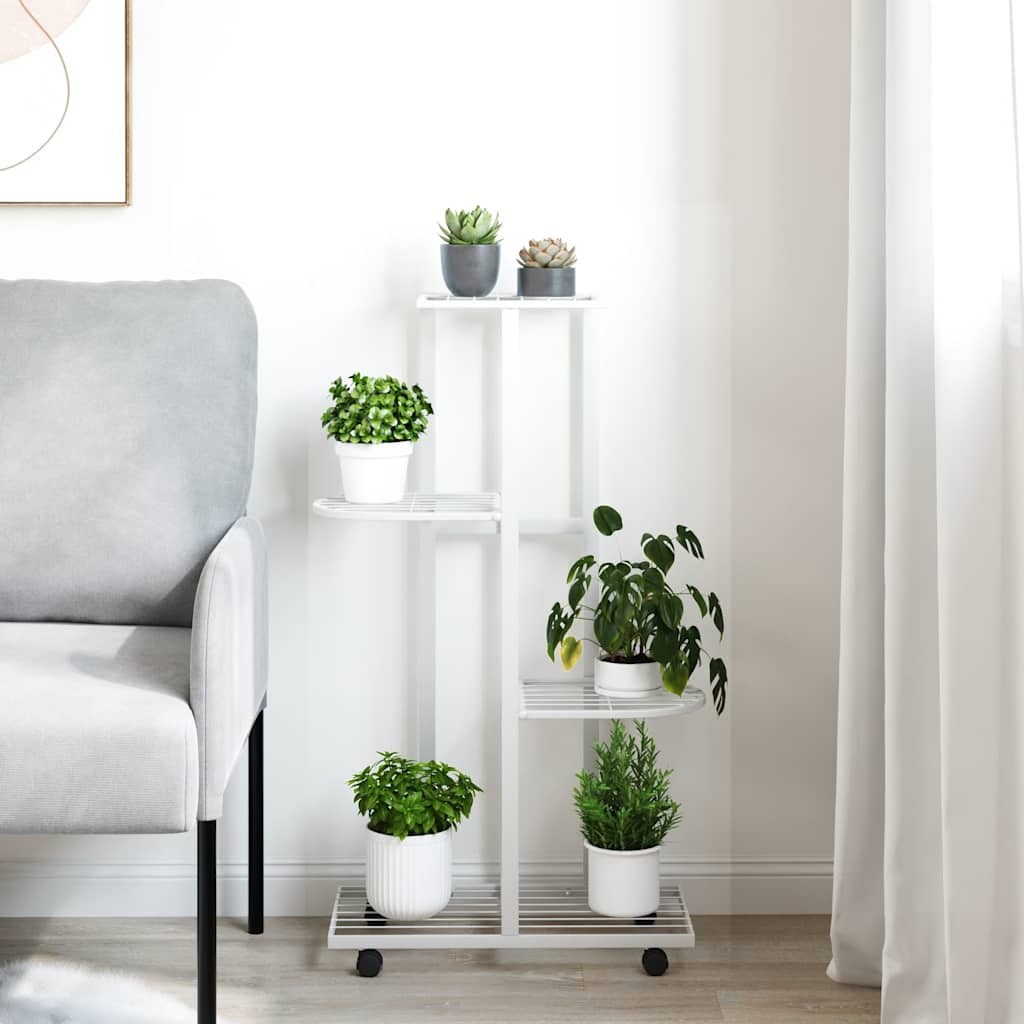 Norme de fleur Vidaxl avec roues 4 couches 44x23x80 cm Blanc