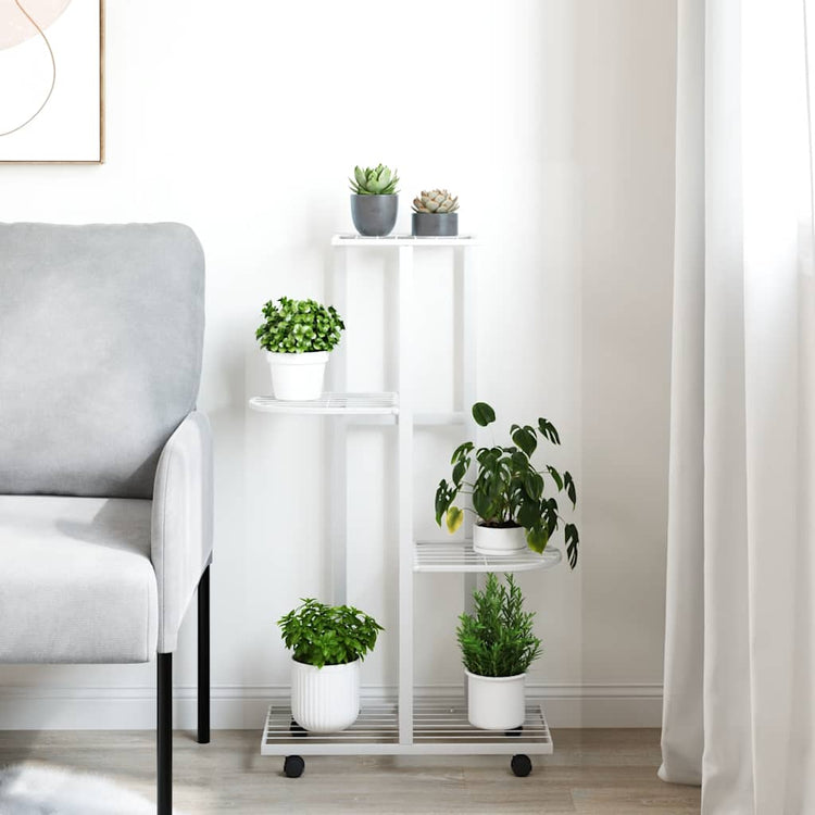 Norme de fleur Vidaxl avec roues 4 couches 44x23x80 cm Blanc