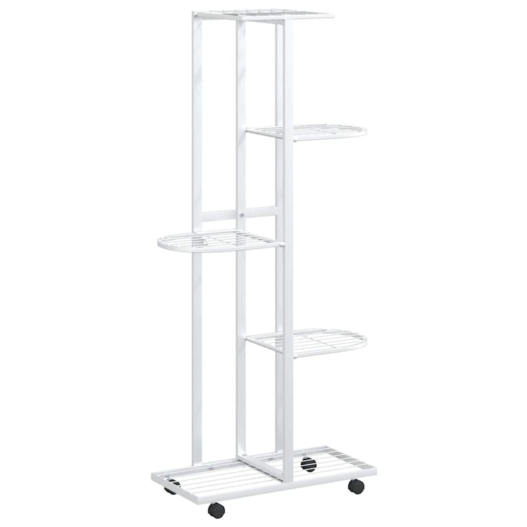 Norme de fleur de vidaxl avec roues 5 couches 44x23x100 cm de fer blanc