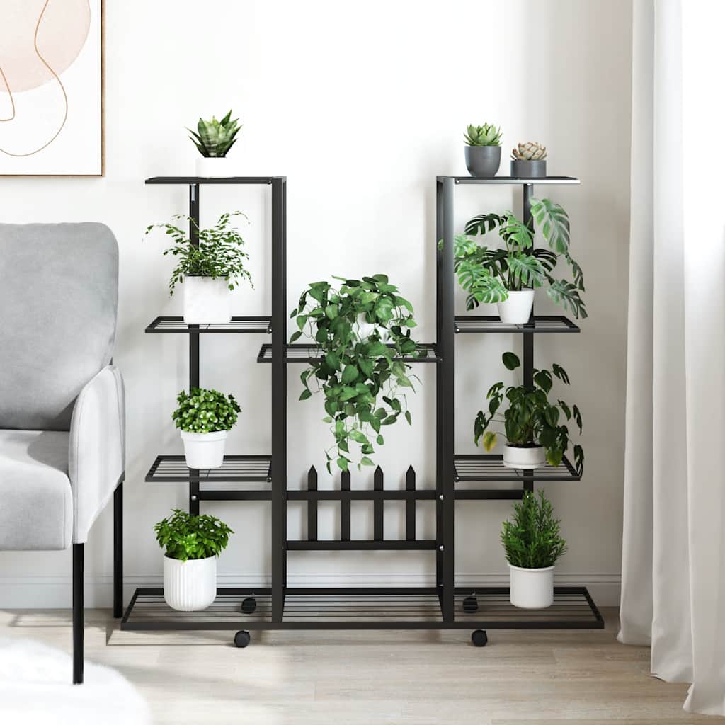 Norme de fleur Vidaxl avec roues 94.5x24.5x91,5 cm de fer noir
