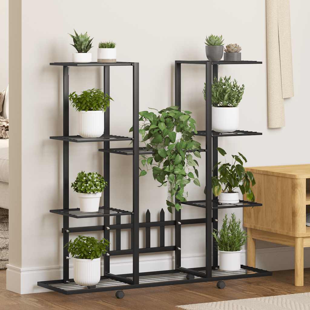 Norme de fleur Vidaxl avec roues 94.5x24.5x91,5 cm de fer noir