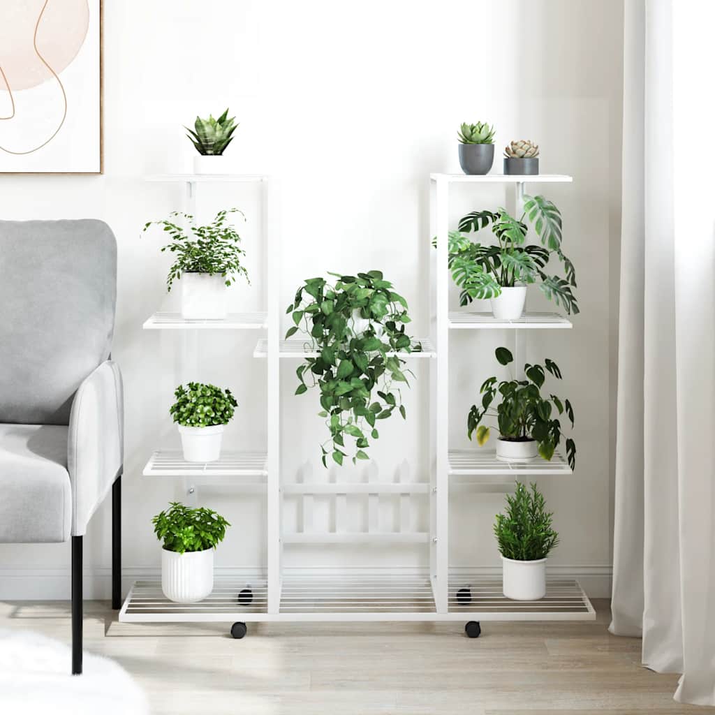 Norme de fleur de Vidaxl avec roues 94.5x24.5x91,5 cm Fer Blanc