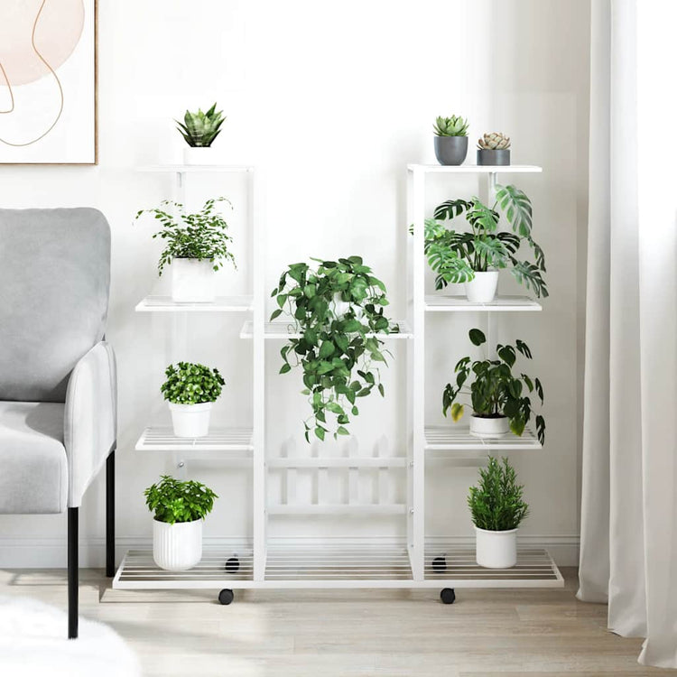Norme de fleur de Vidaxl avec roues 94.5x24.5x91,5 cm Fer Blanc