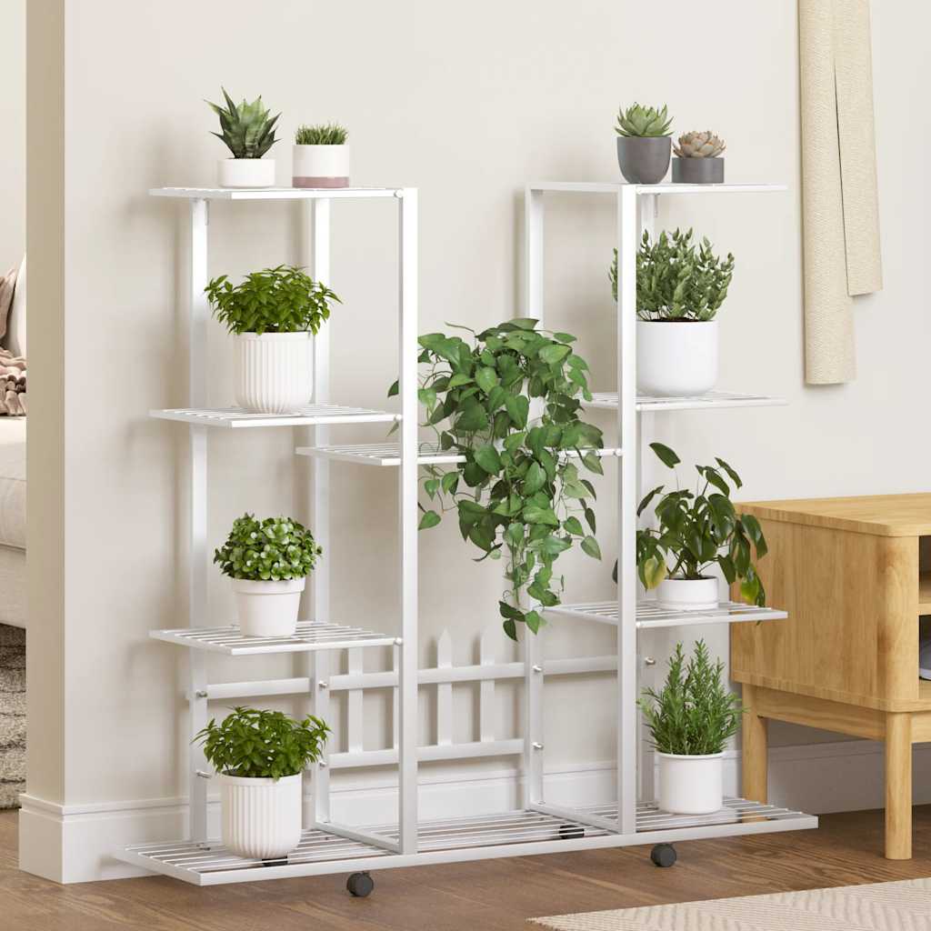 Norme de fleur de Vidaxl avec roues 94.5x24.5x91,5 cm Fer Blanc