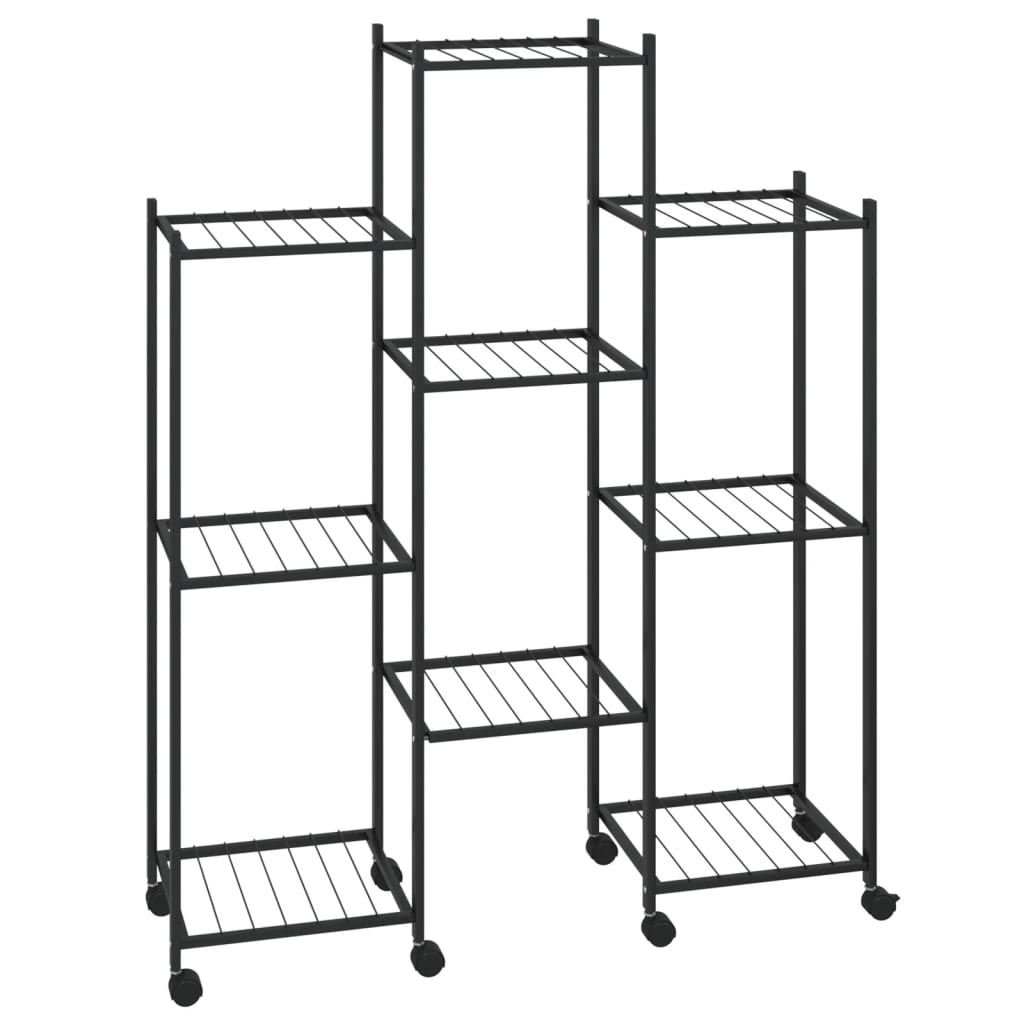 Norme de fleur de vidaxl avec roues 83x25x103,5 cm de fer noir
