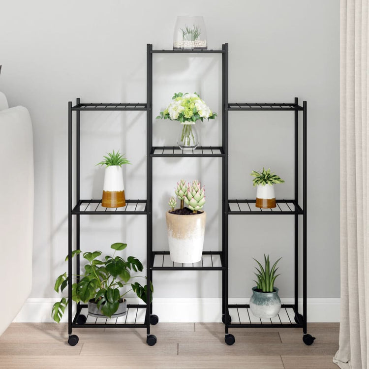 Norme de fleur de vidaxl avec roues 83x25x103,5 cm de fer noir