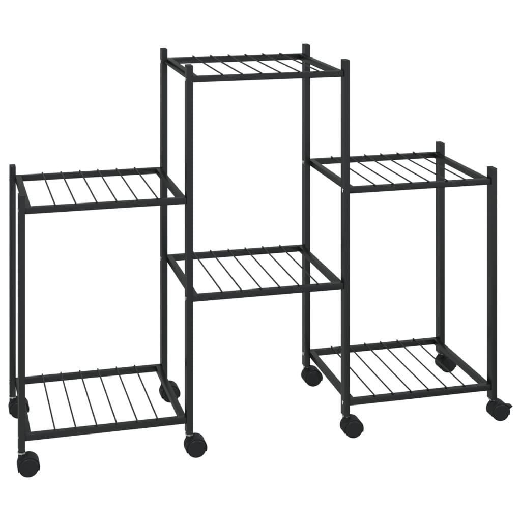 Support de fleur vidaxl avec roues 83x25x63,5 cm de fer noir