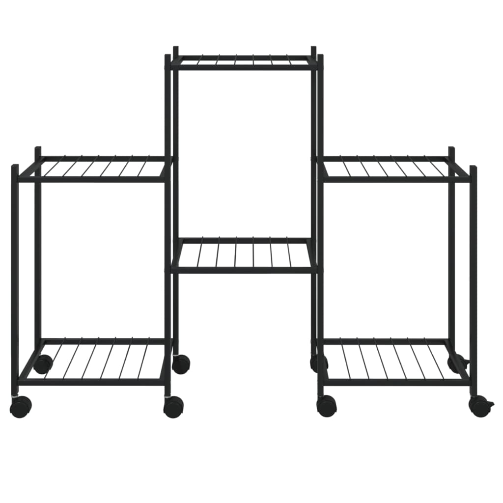 Support de fleur vidaxl avec roues 83x25x63,5 cm de fer noir