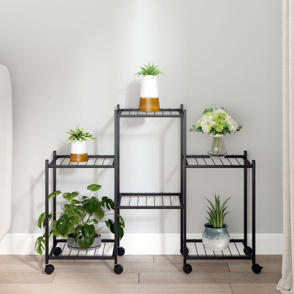 Support de fleur vidaxl avec roues 83x25x63,5 cm de fer noir