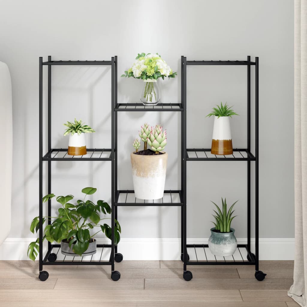 Norme de fleur vidaxl avec roues 83x25x83,5 cm de fer noir