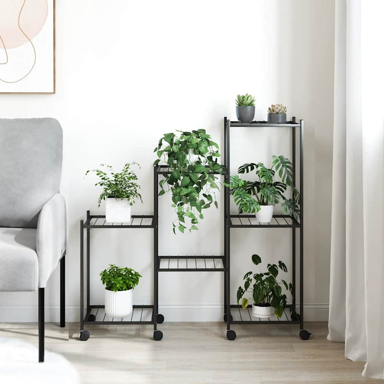 Norme de fleur vidaxl avec roues 83x25x83,5 cm de fer noir