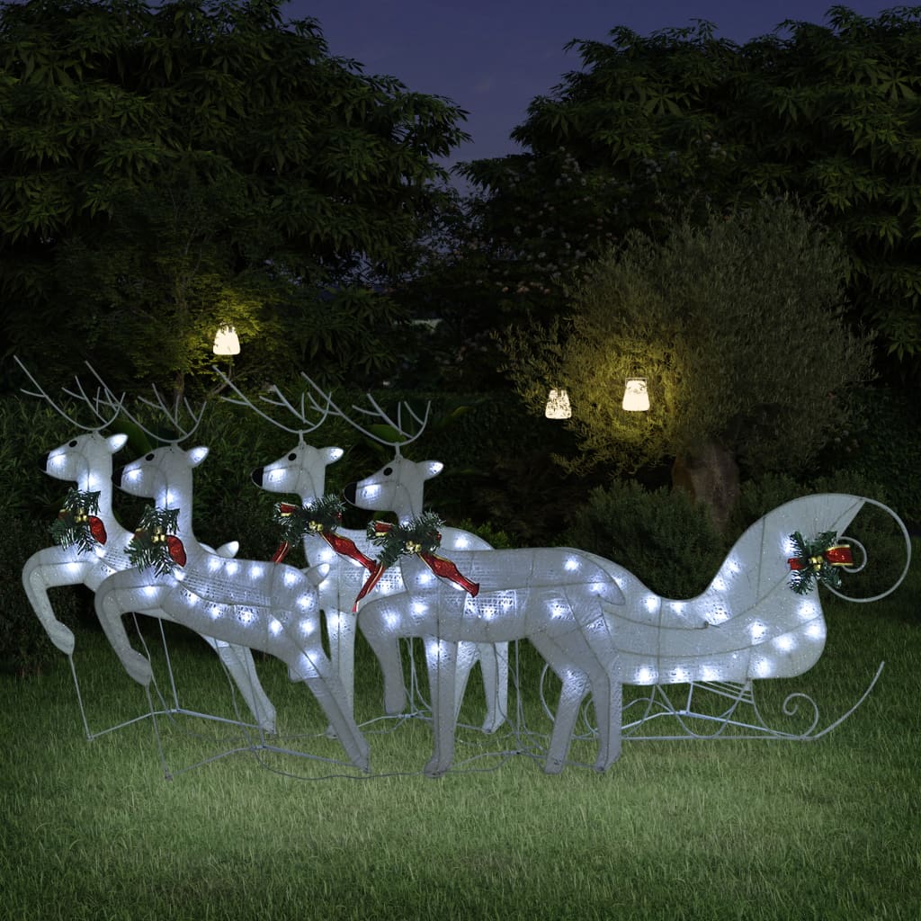Vidaxl Buitenkerstontiering Reindeer and Slee 100 LEDS blanc