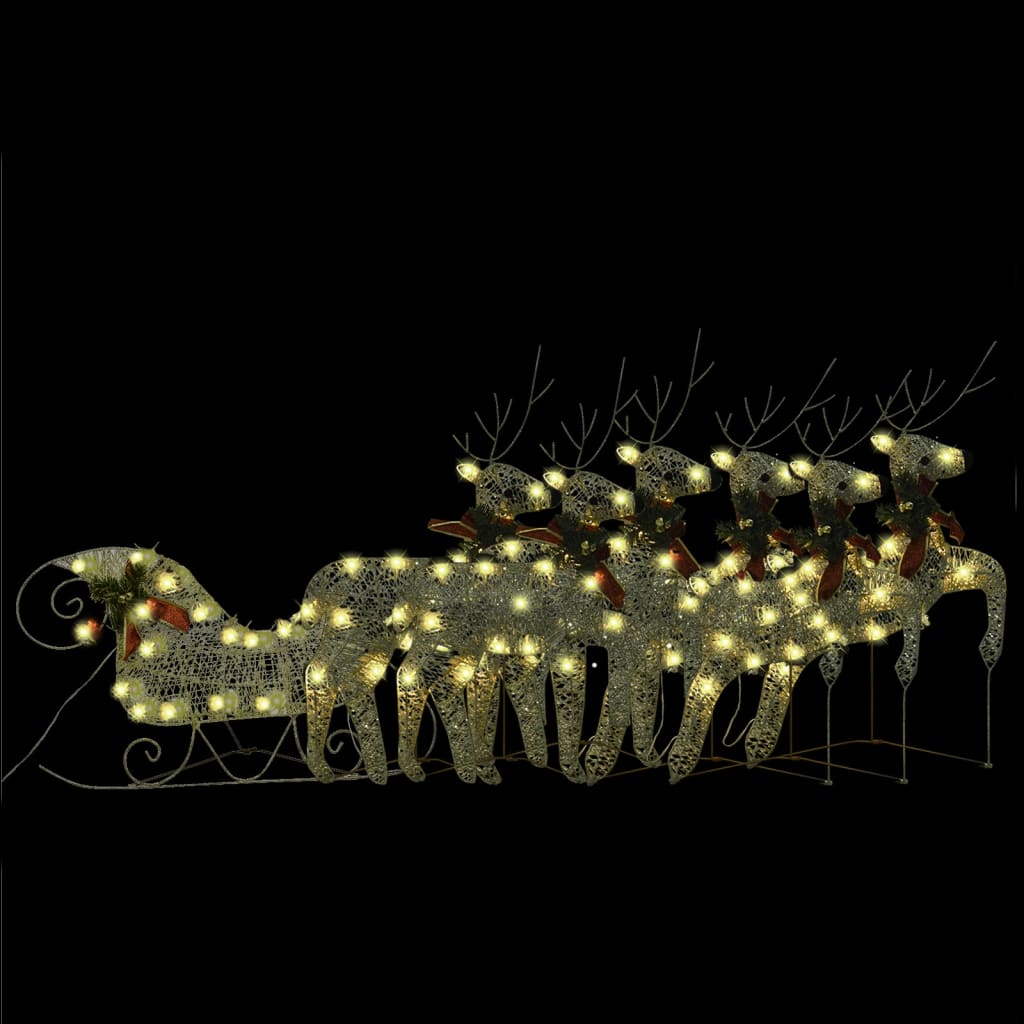 Vidaxl Buitenkerstontiering Reindeer and Slee 140 LEDS Gold -Colored