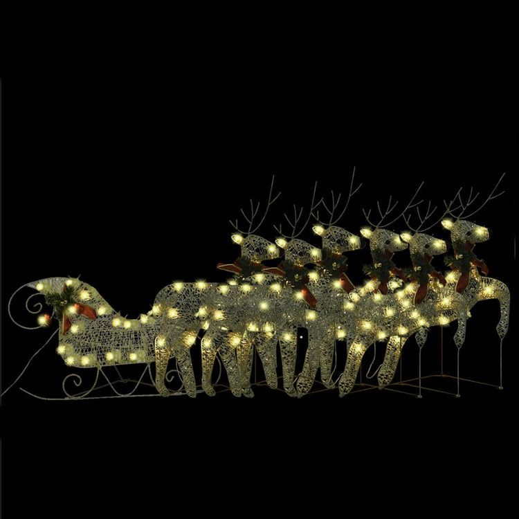 Vidaxl Buitenkerstontiering Reindeer and Slee 140 LEDS Gold -Colored