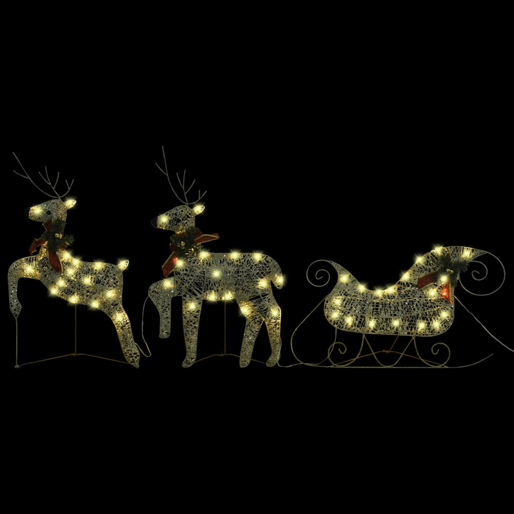 Vidaxl Buitenkerstontiering Reindeer and Slee 140 LEDS Gold -Colored