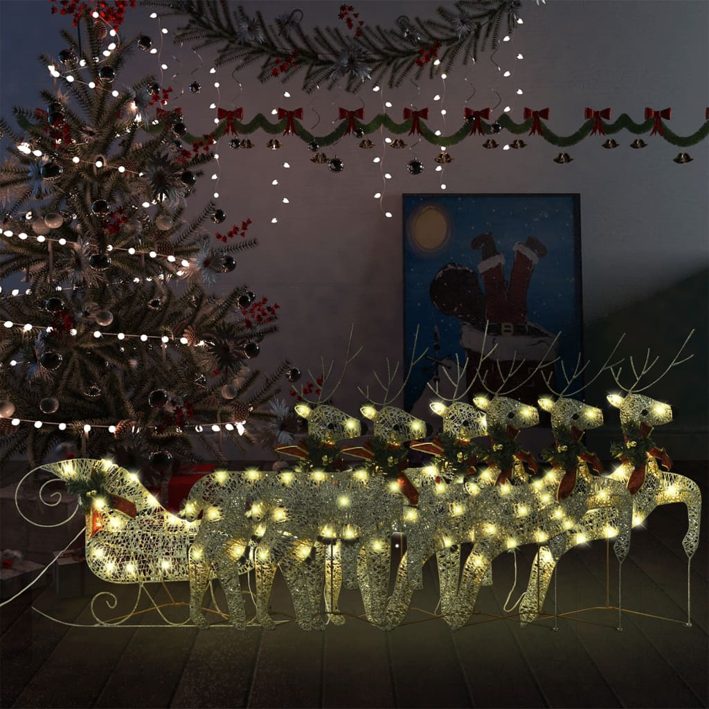 Vidaxl Buitenkerstontiering Reindeer and Slee 140 LEDS Gold -Colored