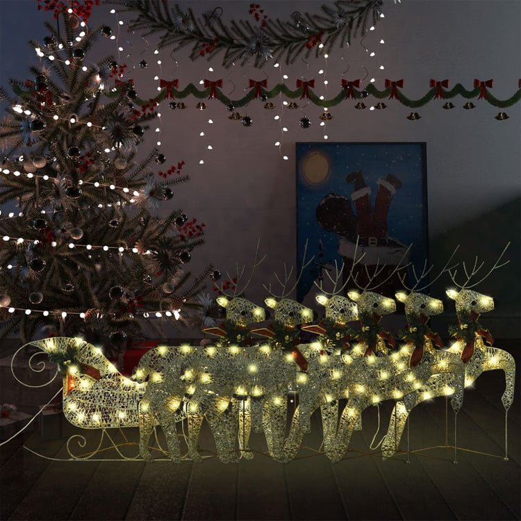 Vidaxl Buitenkerstontiering Reindeer and Slee 140 LEDS Gold -Colored