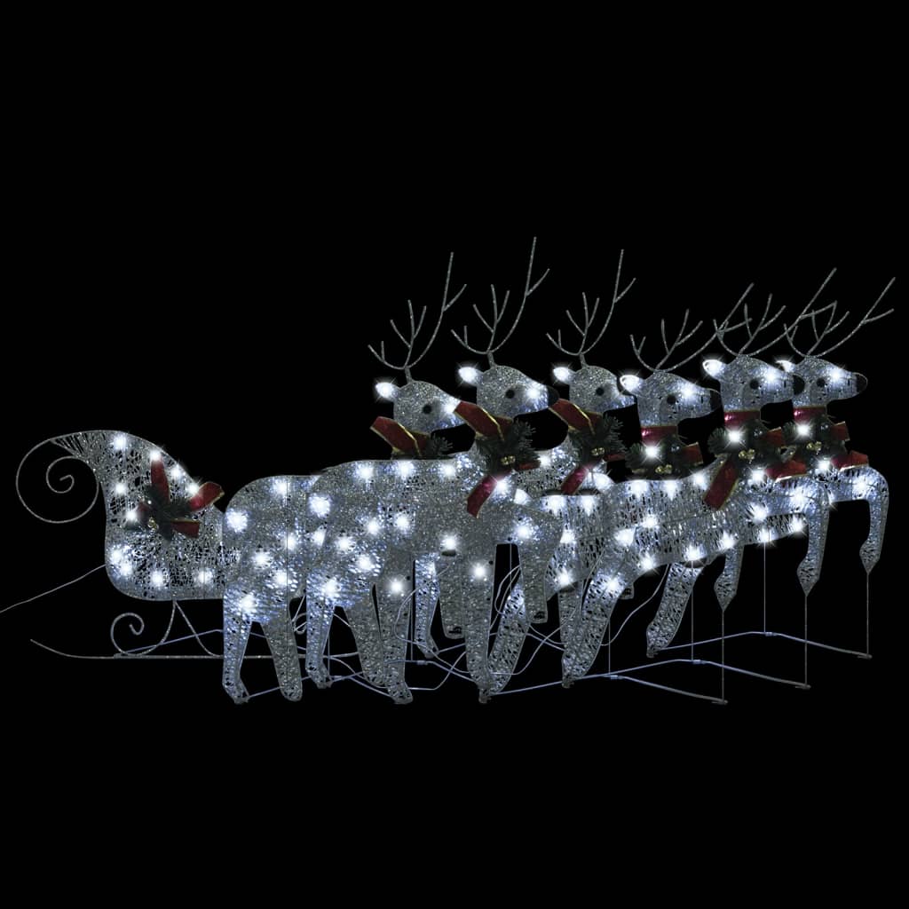 Vidaxl Buitenkerstontiering Rendieren and Slee 140 LEDS Silver Colored