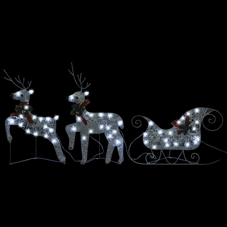 Vidaxl Buitenkerstontiering Rendieren and Slee 140 LEDS Silver Colored