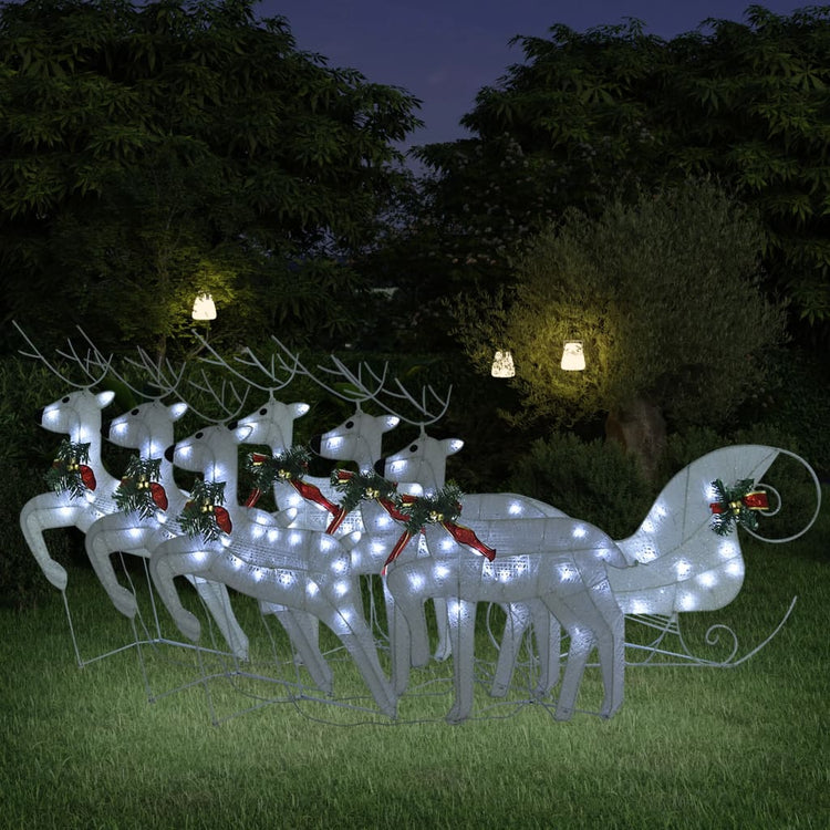 Vidaxl Buitenkerstontiering Reindeer and Slee 140 LEDS blanc