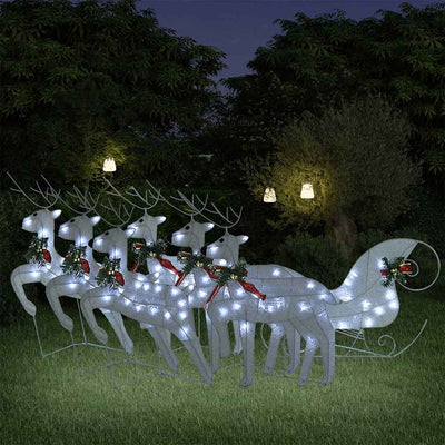 Vidaxl Buitenkerstontiering Reindeer and Slee 140 LEDS blanc