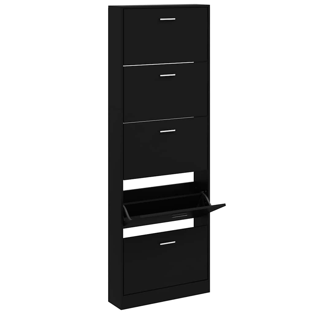 Armoire à chaussures Vidaxl 59x17x169 cm Bois transformé noir