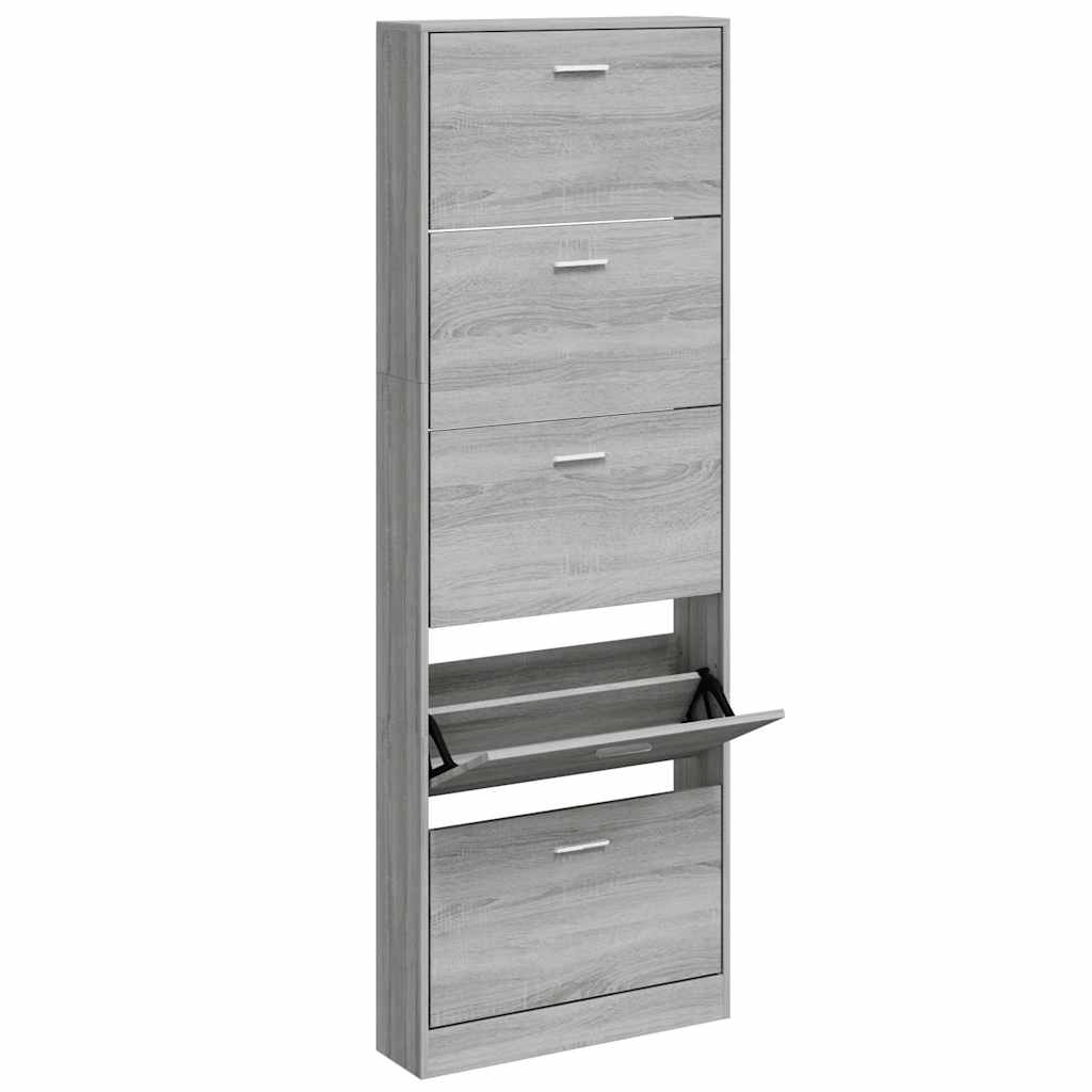 Armoire à chaussures Vidaxl 59x17x169 cm en bois de bois de chêne sonoma gris sonoma