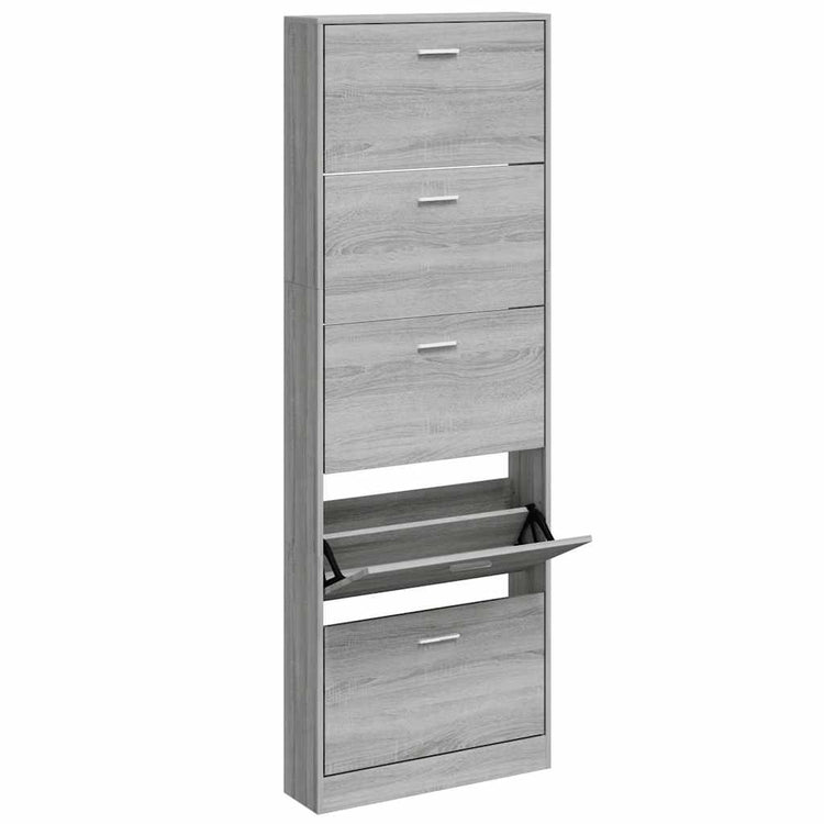 Armoire à chaussures Vidaxl 59x17x169 cm en bois de bois de chêne sonoma gris sonoma
