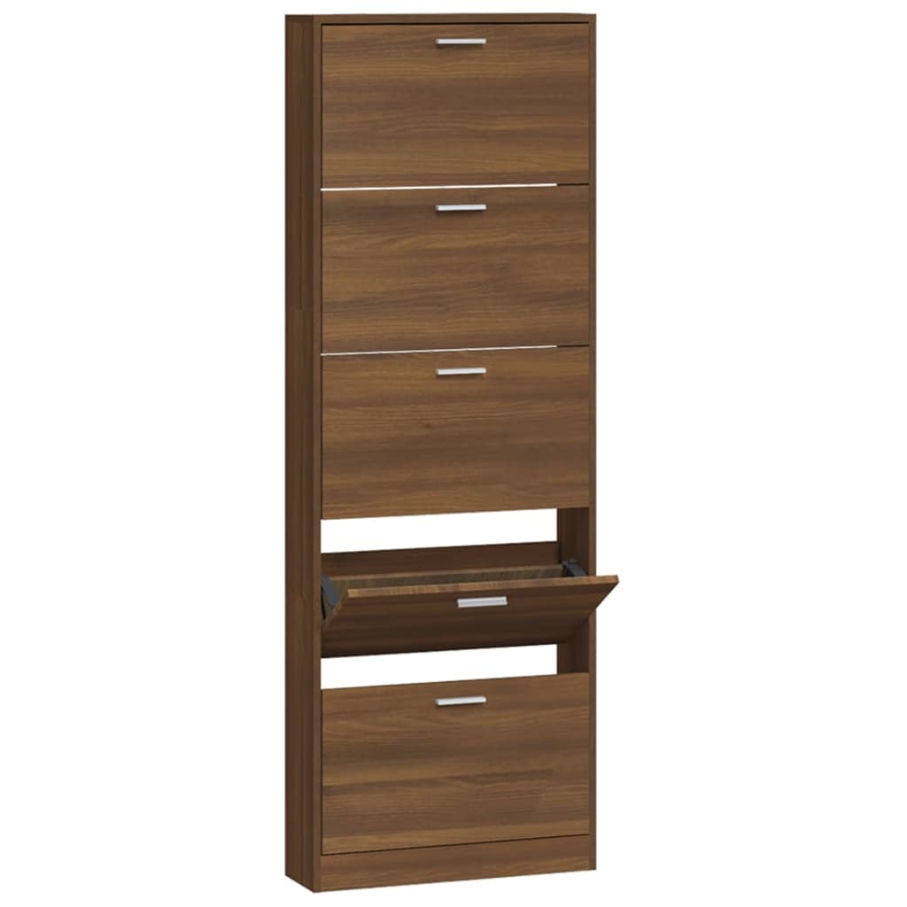 Armoire à chaussures Vidaxl 59x17x169 cm Couleur de chêne marron en bois transformé